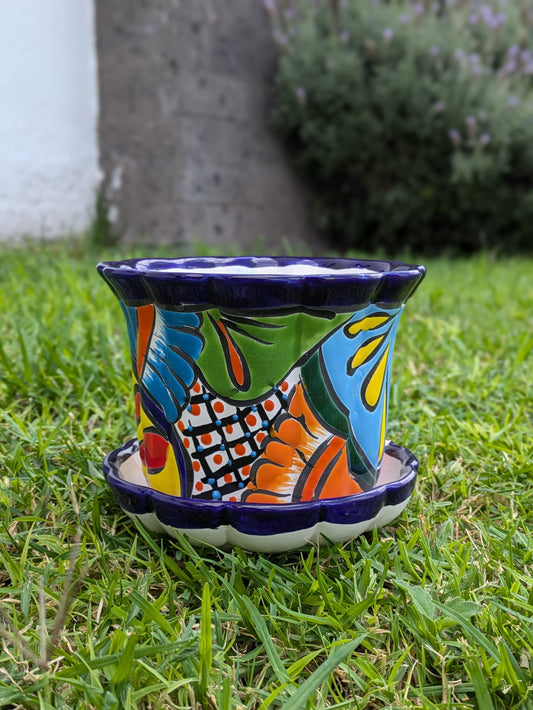 Case of 8 Talavera Wavy Pot w/Plate 6"