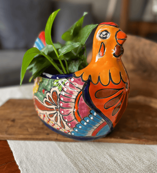 Case of 4 Talavera Chicken Planter 10.5"